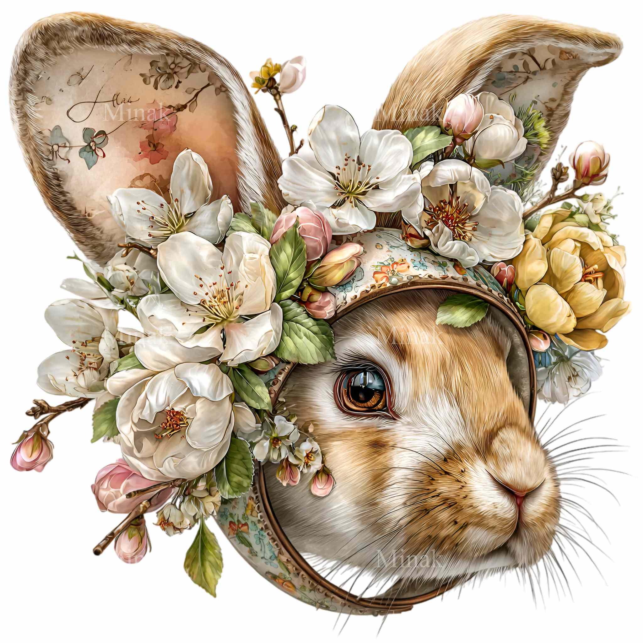 15 PNG Floral Bunny Clipart – Rabbit Illustration With Headphones ...