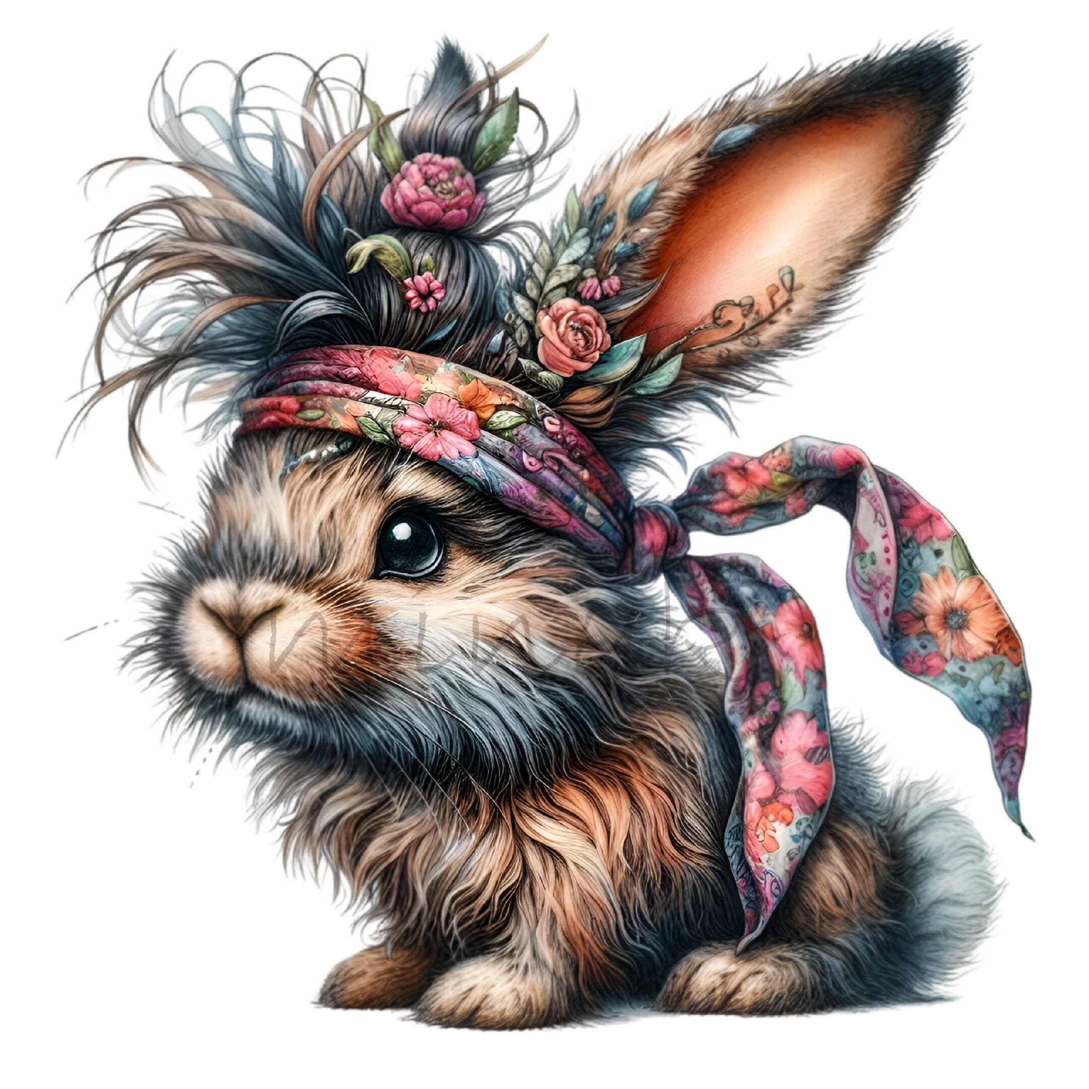 15 PNG Floral Bunny Clipart – Cute Rabbit PNG With Flower Headband ...