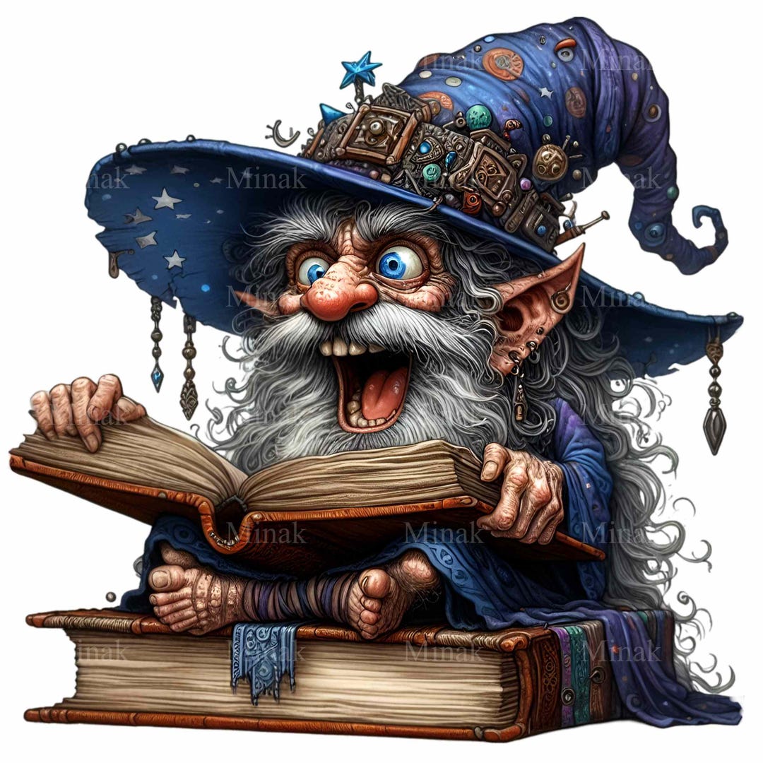 Whimsy Wizard 7 Whimsical Wizard PNG Clipart – Magical Book, Enchanted Hat, Fantasy ...