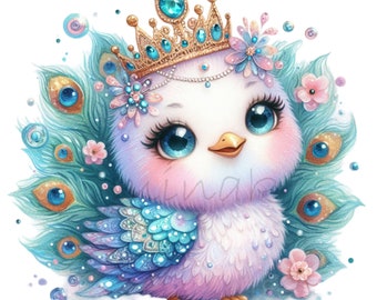 15 PNG Baby Peacock Princess, Royal Bird Clipart