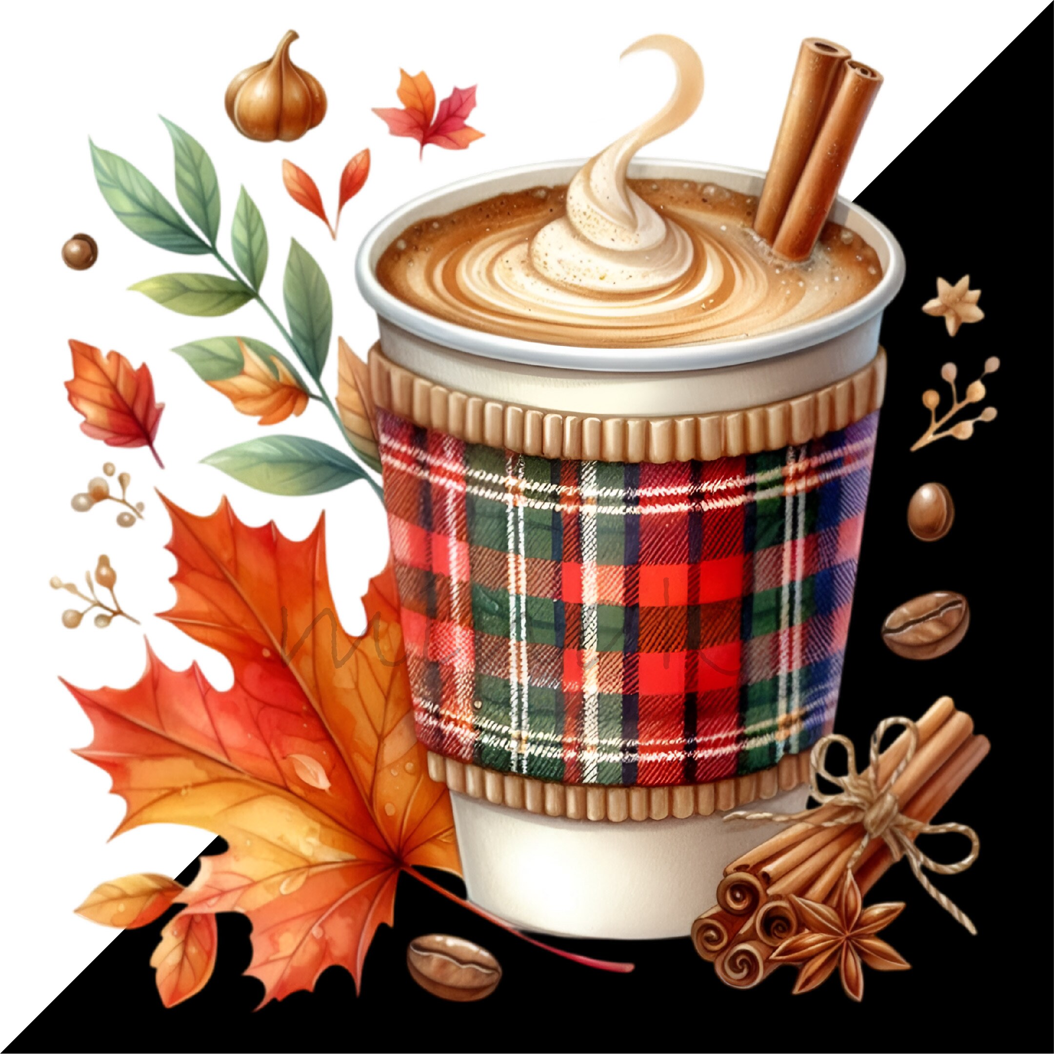 14 PNG Fall Coffee Clipart, Autumn Pumpkin Mug Plaid Cup - Etsy