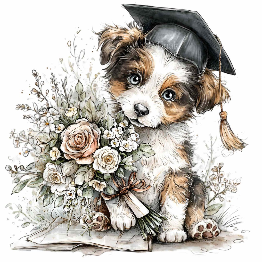 15 PNG Graduation Puppy Clipart, Class of 2026 Senior Dog Diploma ...