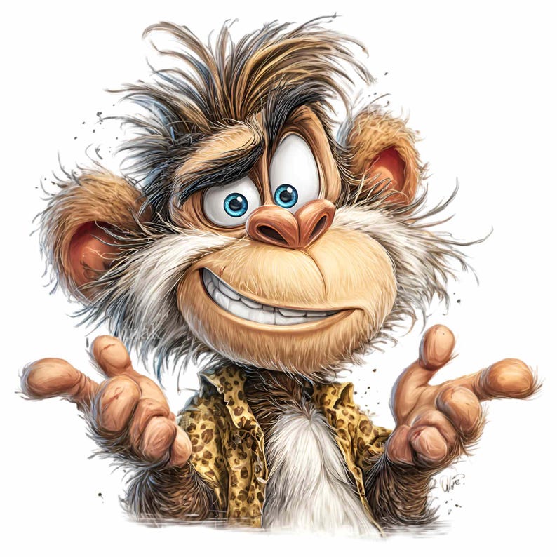 Monkey clipart – Funny cartoon animal PNG – Cute jungle monkey art for kids birthday invitations, nursery wall decor, party supplies