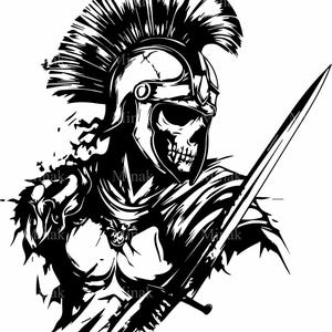 4 SVG Spartan Skull Warrior SVG, Roman Gladiator Skeleton Cut File, Battle Helmet Clipart for Cricut and Laser Cutting