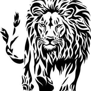 4 Lion majestueux SVG, fichier coupe tribal animal sauvage, féroce roi de la jungle des cliparts, Silhouette de Lion rugissant pour Cricut & Laser