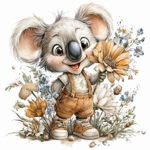 15 PNG Floral Koala Clipart – Cute Baby Animal PNG for Nursery Wall Art ...