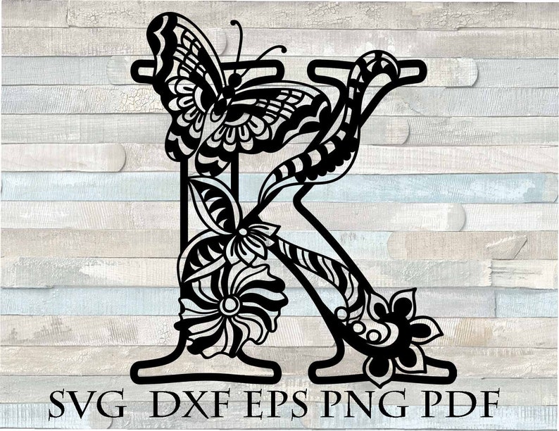 Download K monogram letter mandala floral butterfly svg | Etsy