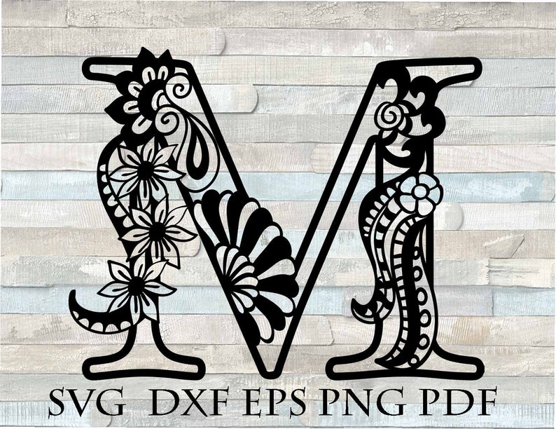 Download Mandala monogram svg dxf Letter M | Etsy