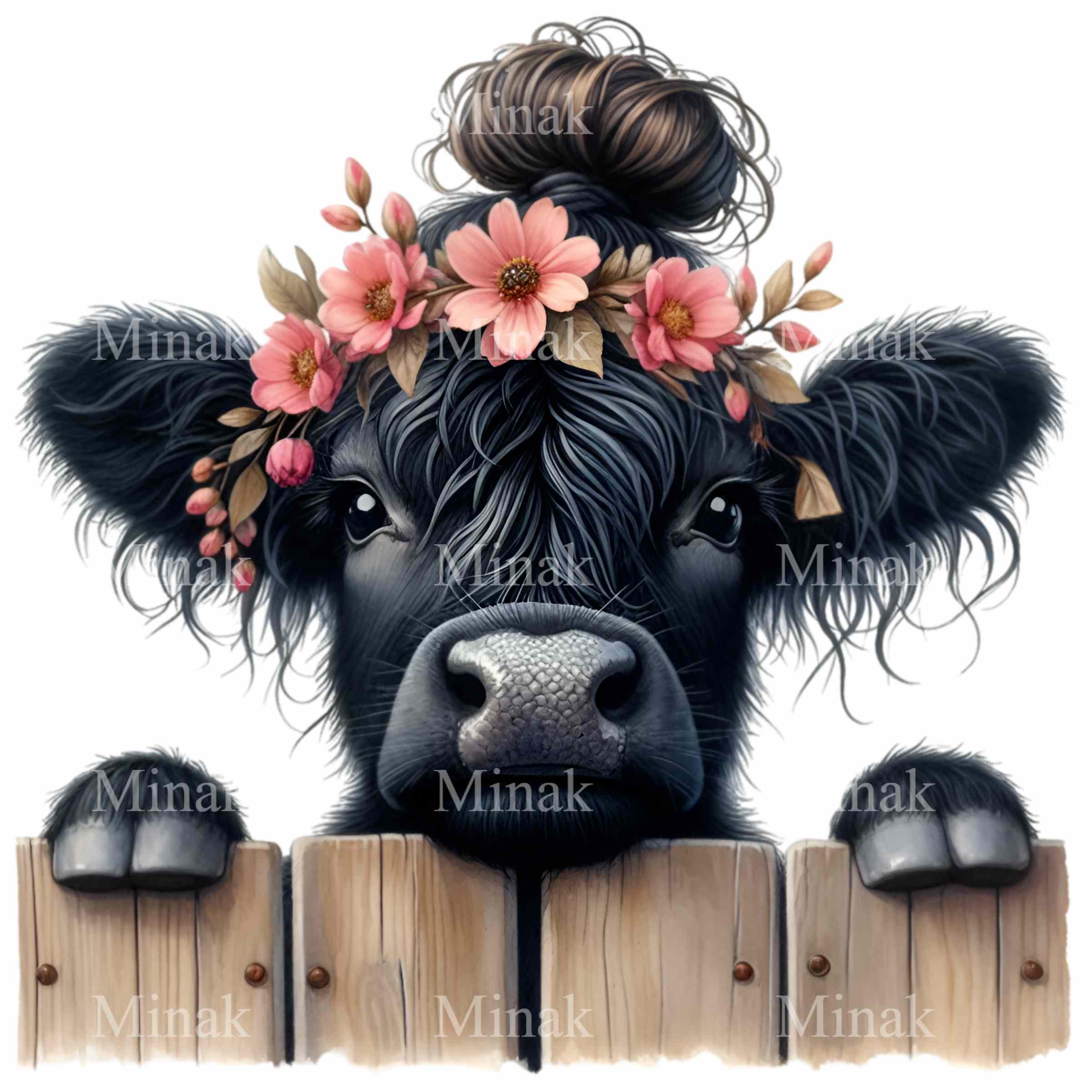 10 PNG Floral Crown Cow – Cute Cow PNG Clipart – Farm Animal Behind ...