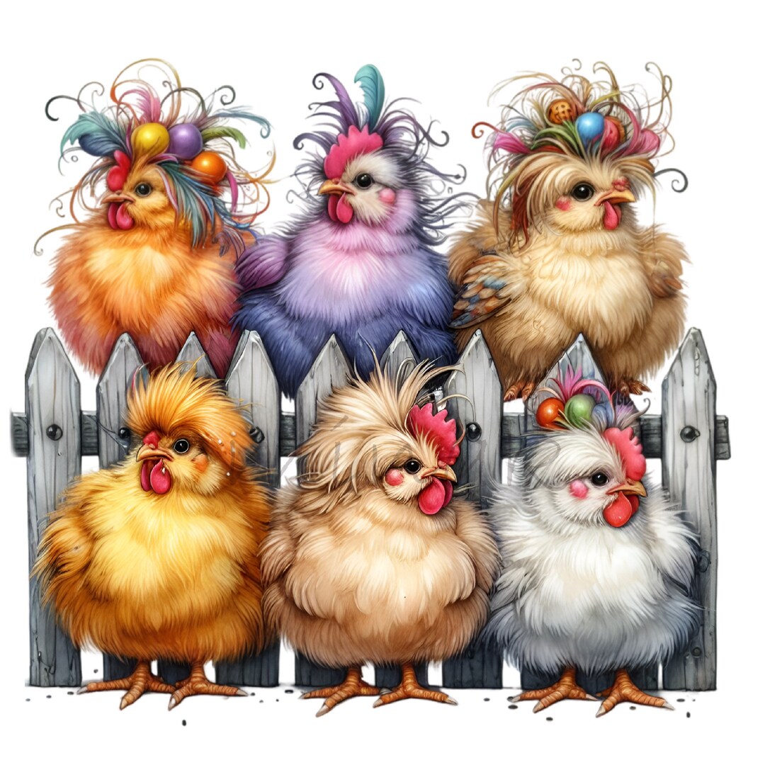 Colorful Chickens 10 PNG Clipart Adorable Chickens With Fancy ...