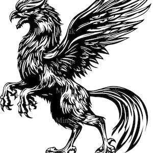 4 Griffon SVG SVG - silhouette de bête mythique - clipart créature fantastique pour Cricut, décalcomanies, tatouages, découpe laser et travaux manuels d'art médiéval
