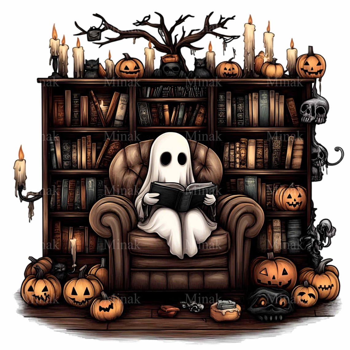10 PNG Reading Ghost Halloween Library Bookworm Clipart - Etsy