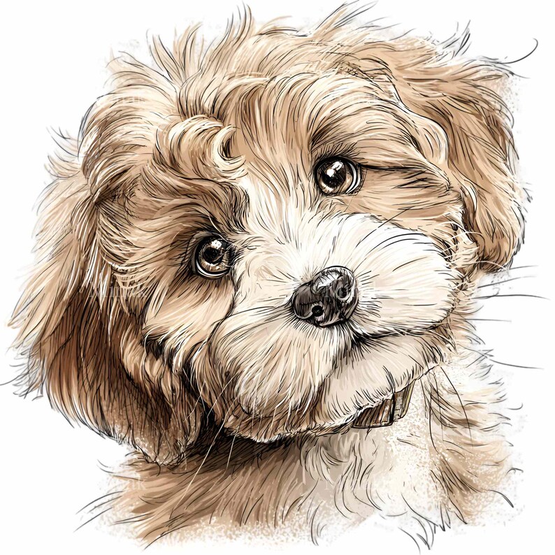 15 PNG Fluffy Puppy Clipart, Doodle Dog Maltipoo Portrait - Etsy