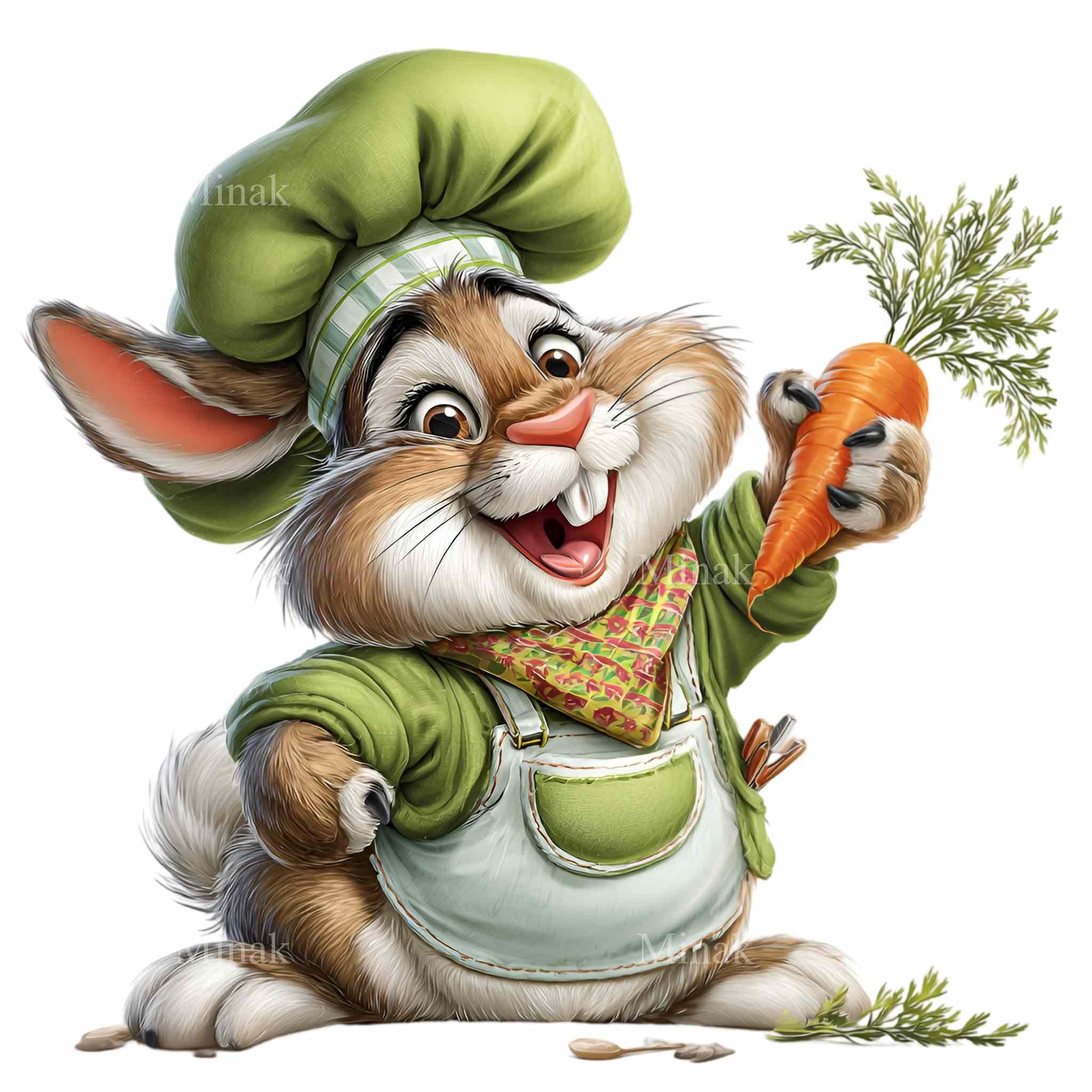 15 PNG Chef Bunny Clipart, Rabbit Baker Sublimation, Carrot Garden ...