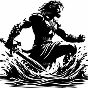 Archivo de corte SVG de guerrero espartano (6 SVG) - Clipart de luchador con espada - Silueta de héroe épico para Cricut, corte láser y manualidades con vinilo