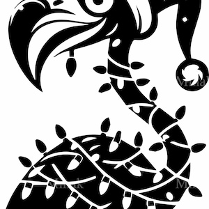 8 SVG Flamant rose de Noël SVG - fichier de coupe lumières des fêtes - Clipart oiseau tropical drôle pour travaux manuels Cricut et décoration hivernale