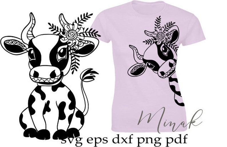 Download Floral cow svg | Etsy