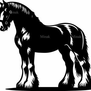 5 SVG Draft Horse SVG Cut File | Heavy Horse Silhouette Clipart | Strong Horse Vector for Cricut, Laser Cutting, Vinyl Decals