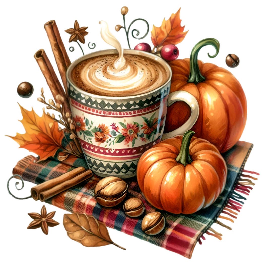 15 PNG Pumpkin Latte Autumn Coffee Cup Clipart, Fall Sublimation - Etsy