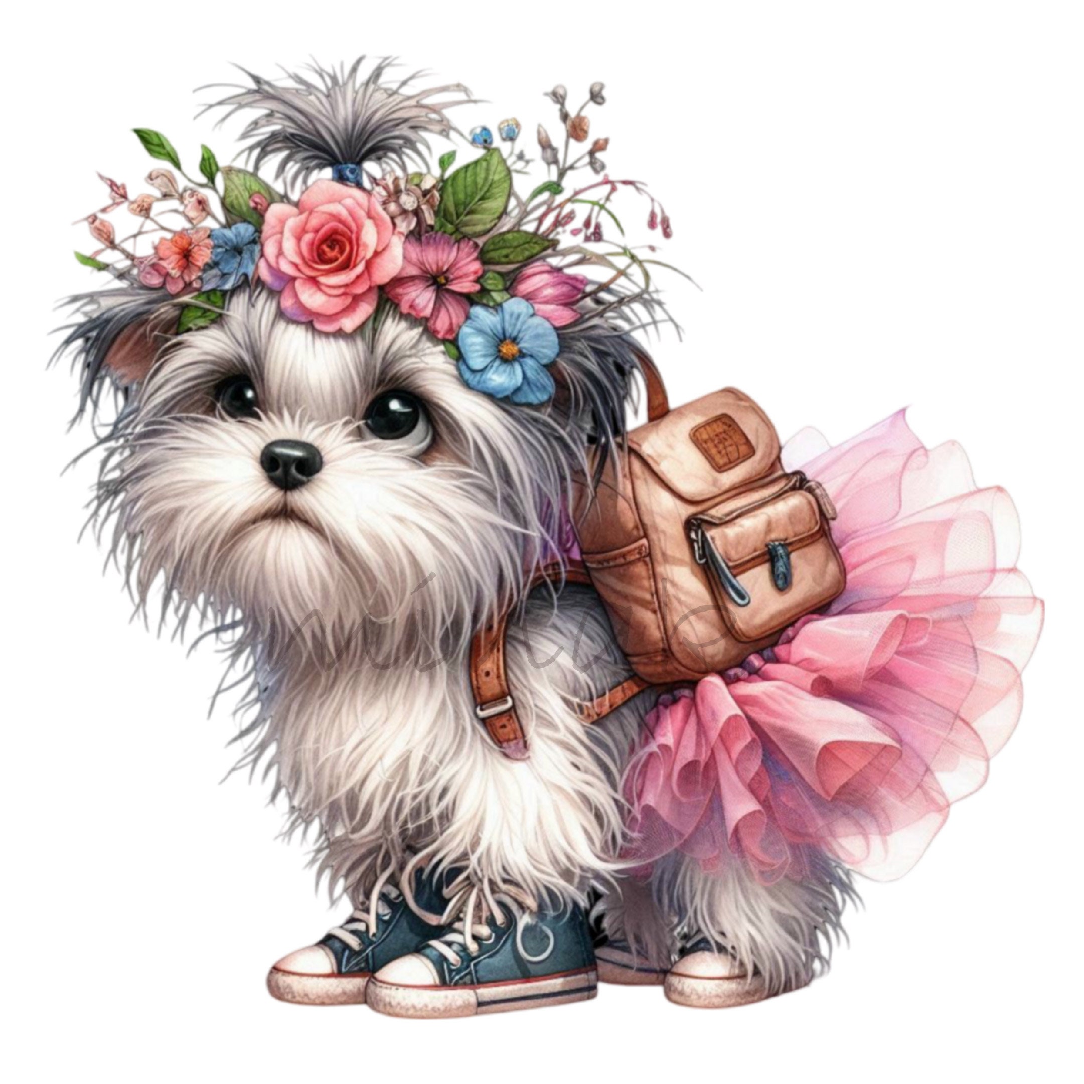 14 PNG Flower Crown Puppy Clipart – Floral Dog Illustration, Girl ...