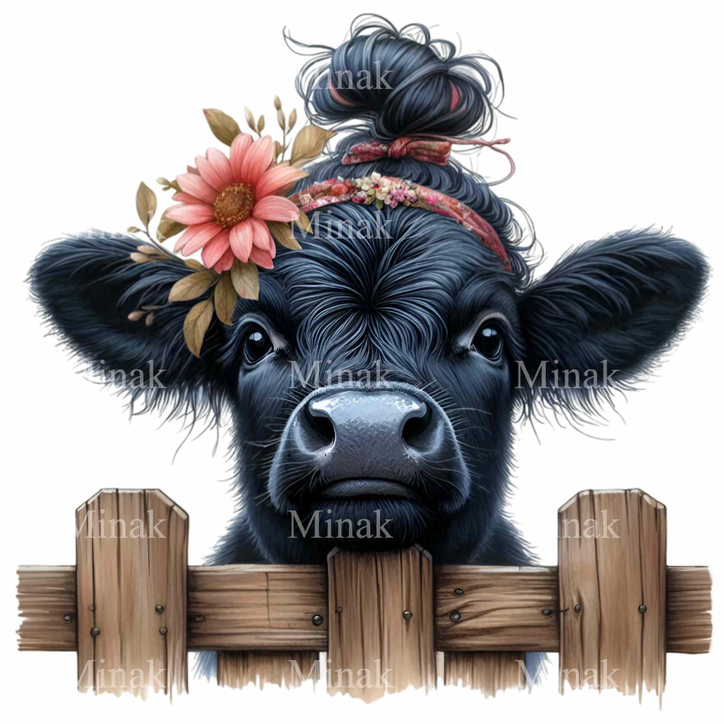 10 PNG Floral Crown Cow – Cute Cow PNG Clipart – Farm Animal Behind ...