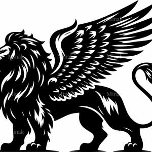 6 SVG Leone Alato SVG – File di taglio di animale fantasy mitologico – Clipart di bestia volante maestosa per progetti Cricut, sublimazione e artigianato