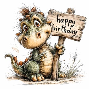 14 PNG clipart de dinosaurio de cumpleaños – Feliz cumpleaños PNG – Lindo letrero de dinosaurio para invitaciones de fiesta infantil, tarjetas e imprimibles DIY