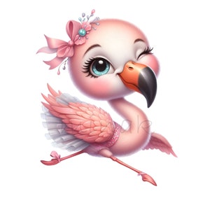 12 lindos flamencos clipart PNG, ilustración caprichosa de flamenco rosa, descarga digital, arte de flamencos para sublimación y manualidades