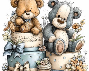 11 PNG Birthday Bears Cake Clipart Cupcake Party Graphic