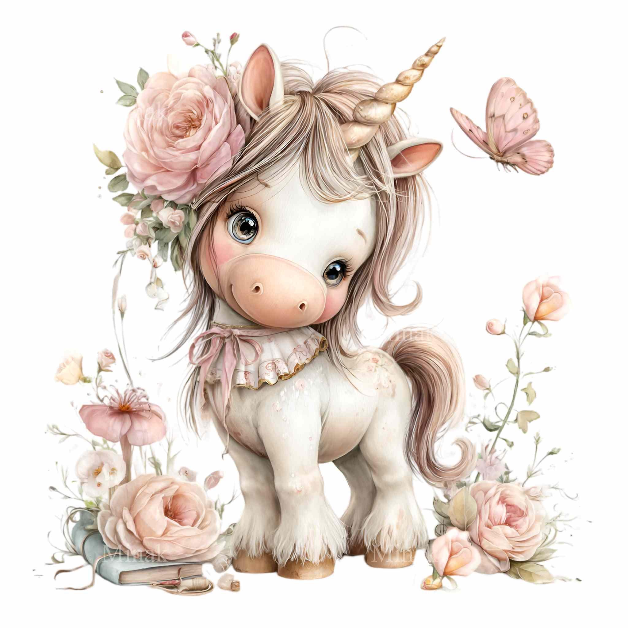 20 PNG Unicorn Clipart Floral Illustration – Baby Fantasy Animal ...