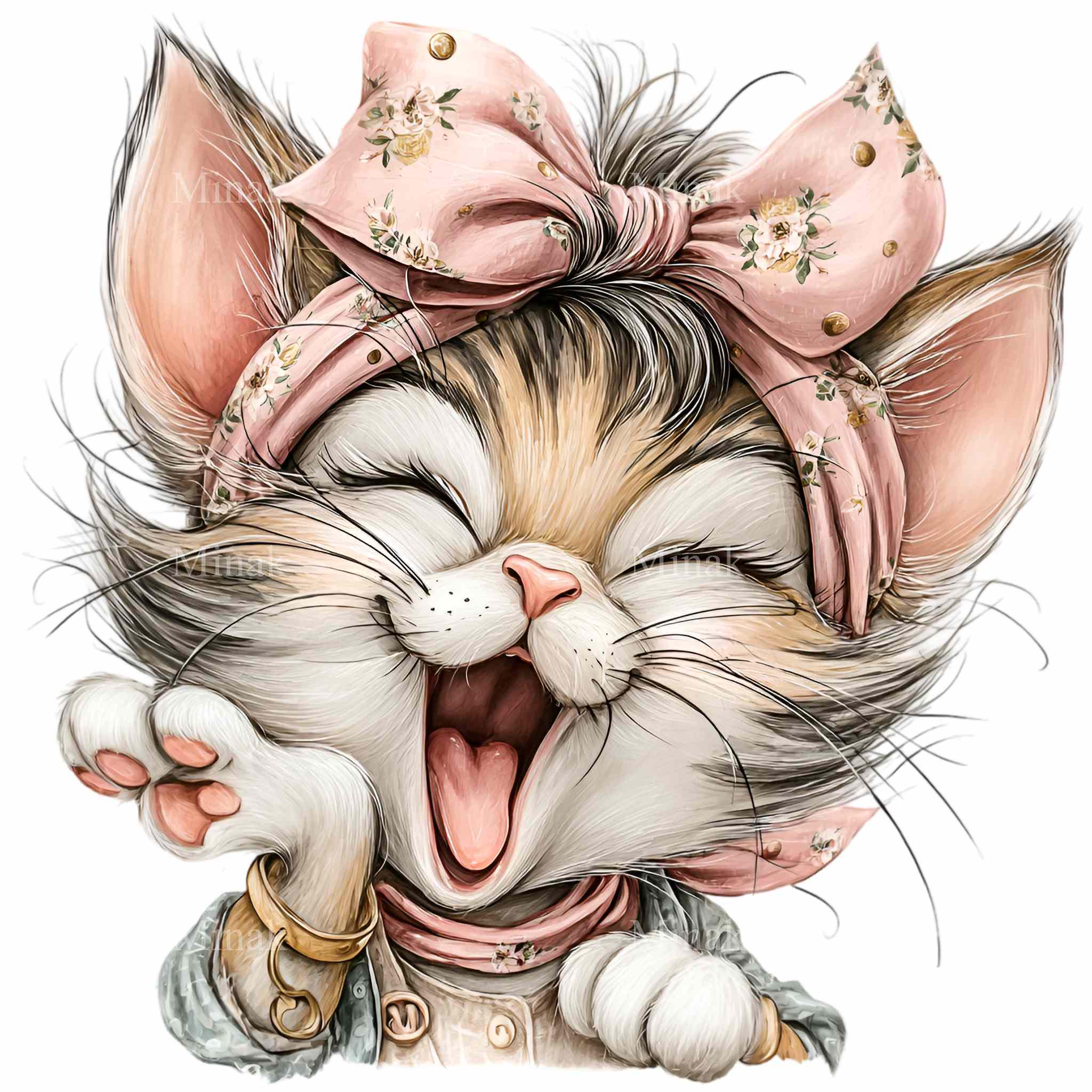 15 PNG Kitten Nursery Clipart – Bow Cat Watercolor Baby Animal ...