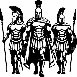 8 archivos SVG de guerreros espartanos, soldados griegos antiguos, imágenes prediseñadas de casco de gladiador para Cricut, Silhouette y corte láser