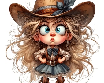 12 PNG Cowgirl Clipart Western Hat Blonde Girl Graphics