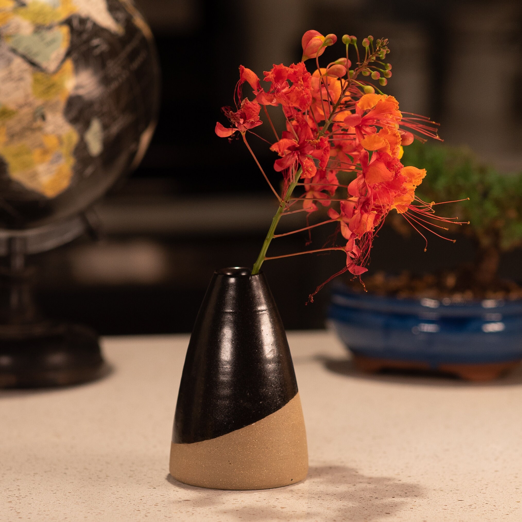 Black Bud Vase for flowers Etsy