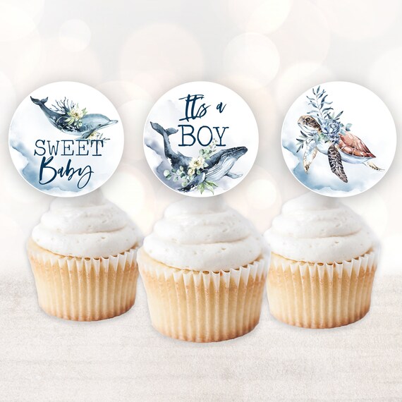 Under The Sea Baby Shower Cupcake Toppers Ocean Baby Shower Etsy