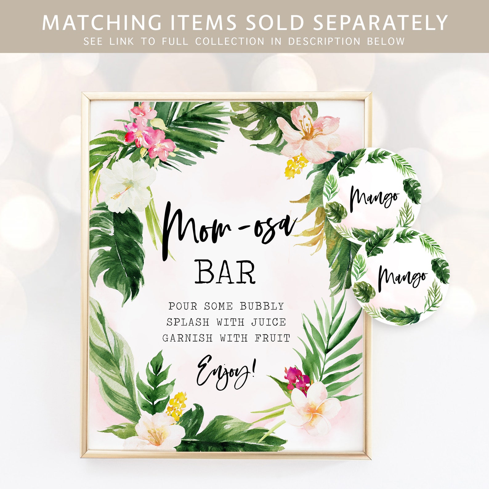 Tropical Baby Shower Thank You Card Tropical Girl Baby Shower Etsy