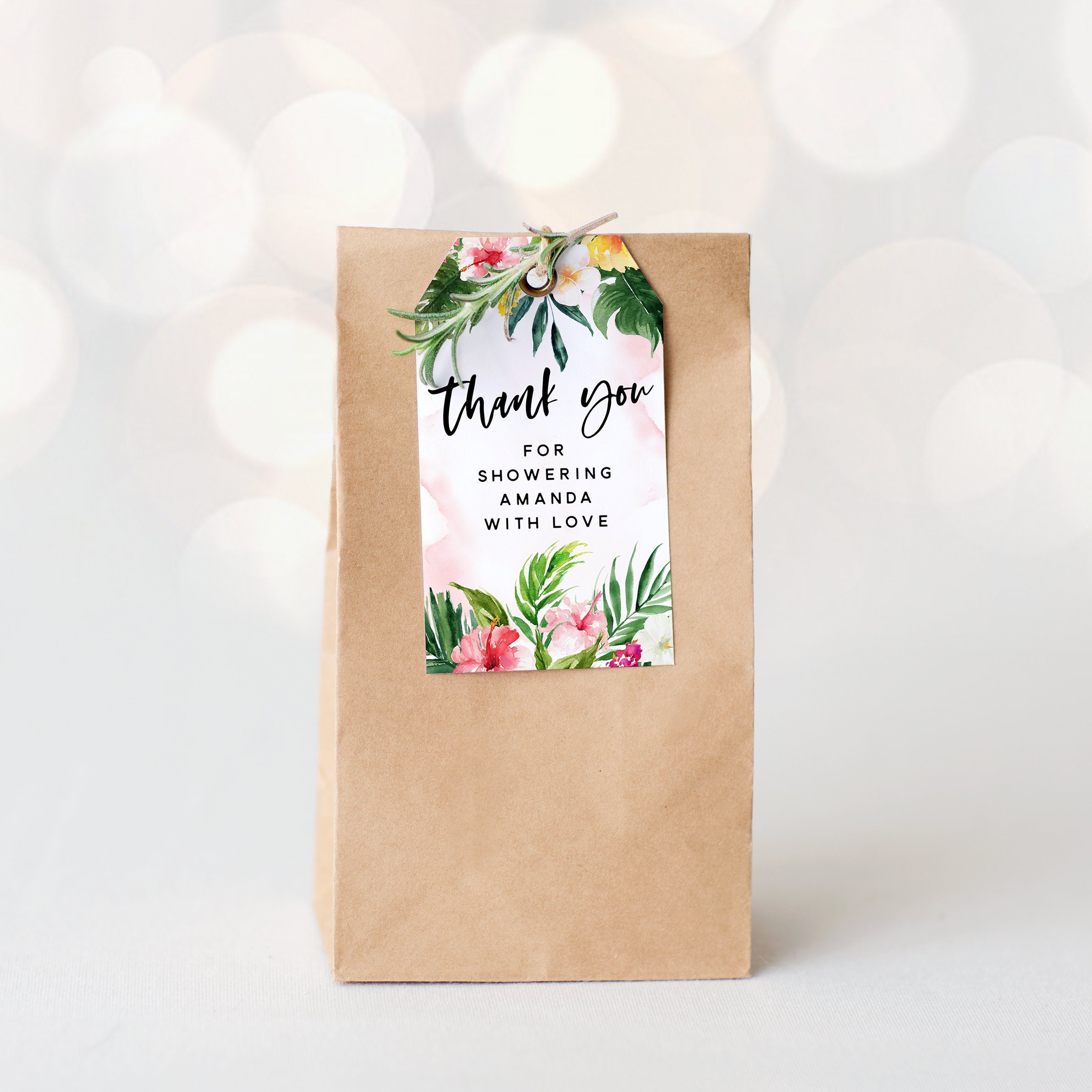Tropical baby shower favor tag Tropical girl baby shower Etsy