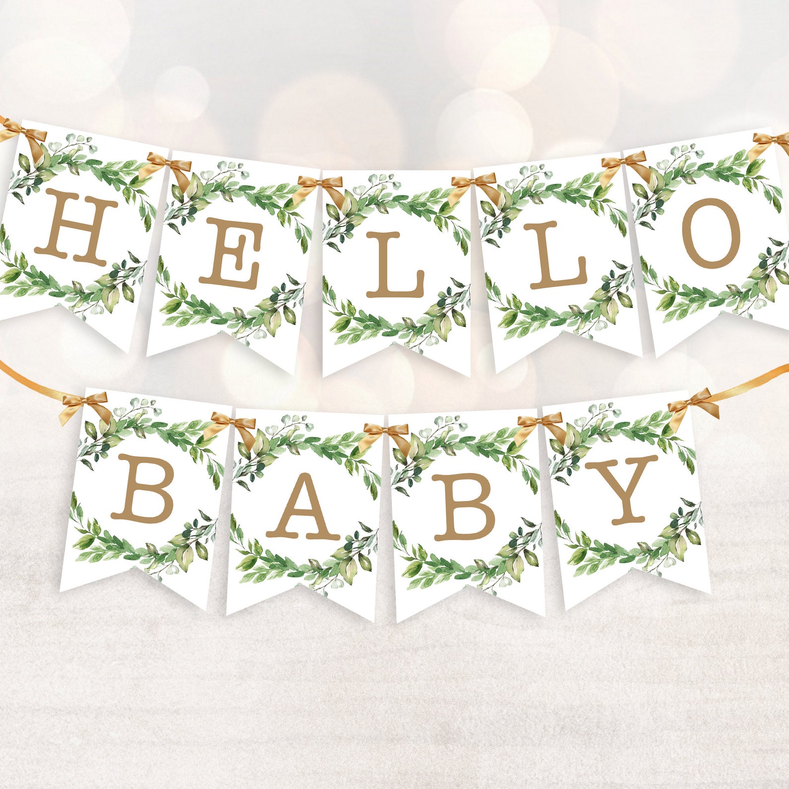 Rustic greenery baby shower banner greenery floral pennant Etsy