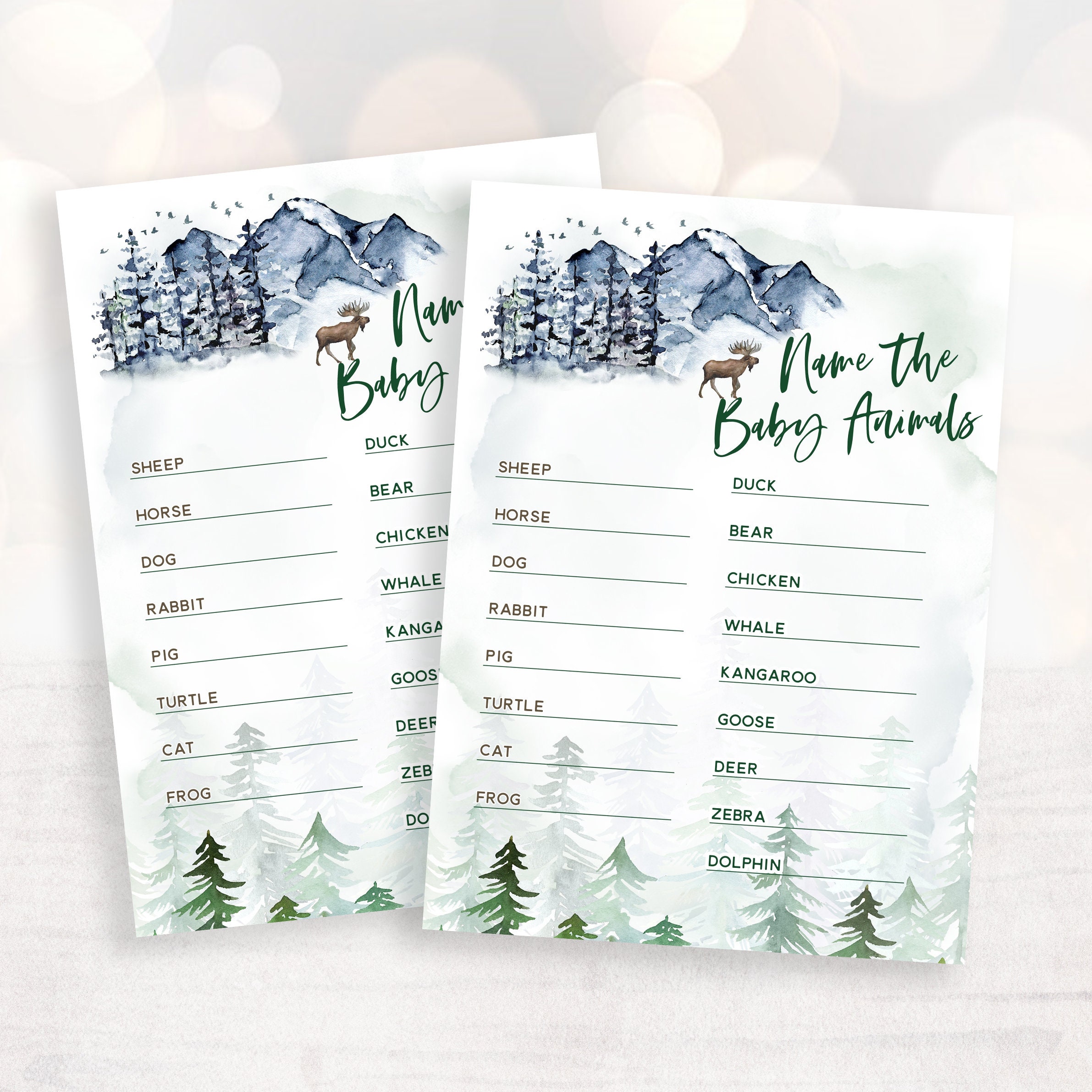 Mountain Baby Shower Name Baby Animals Game Adventure Awaits Etsy