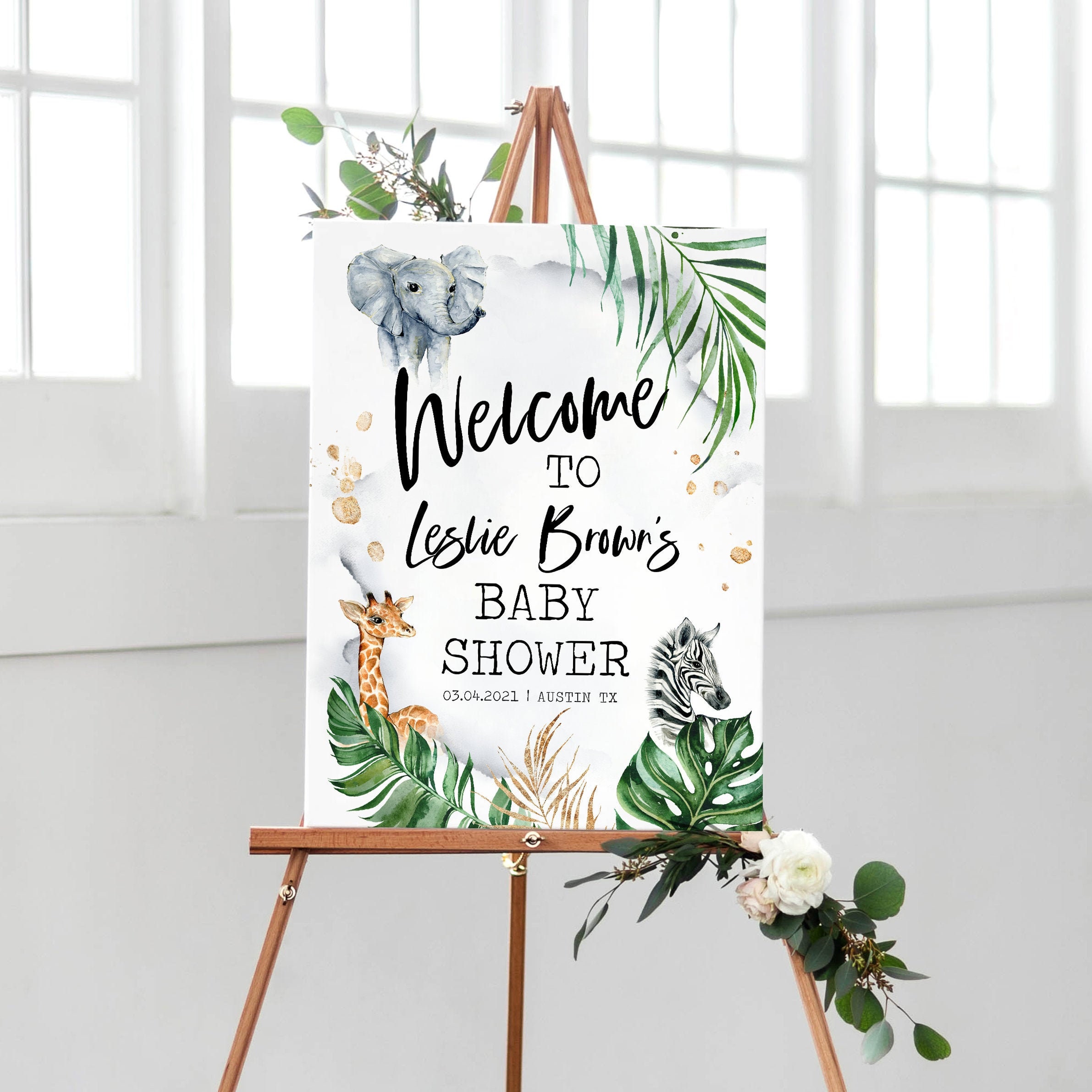 safari baby shower welcome sign