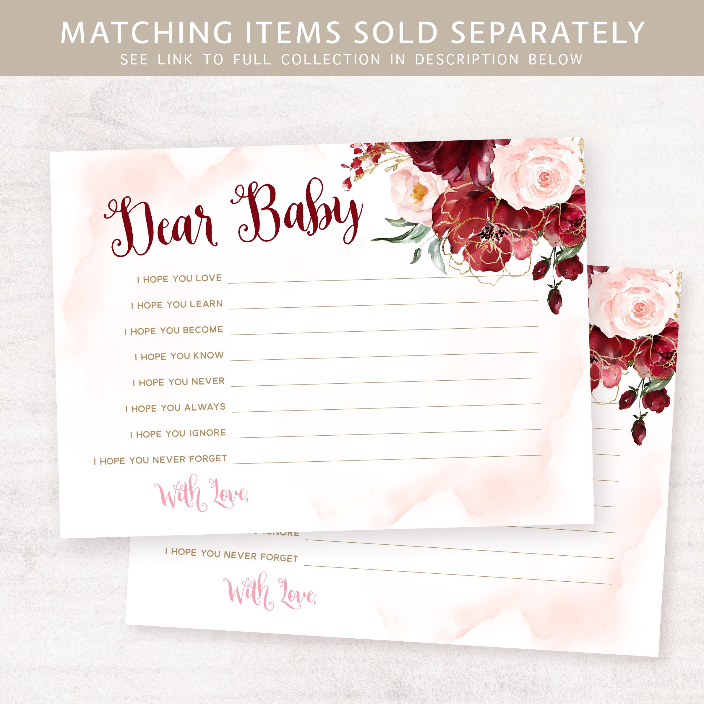 Burgund und erröten rosa Baby-Dusche erraten wie viele Spiel | Etsy