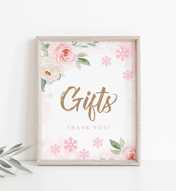 Pink Winter Wonderland Baby Shower Gifts Sign Winter Baby Etsy