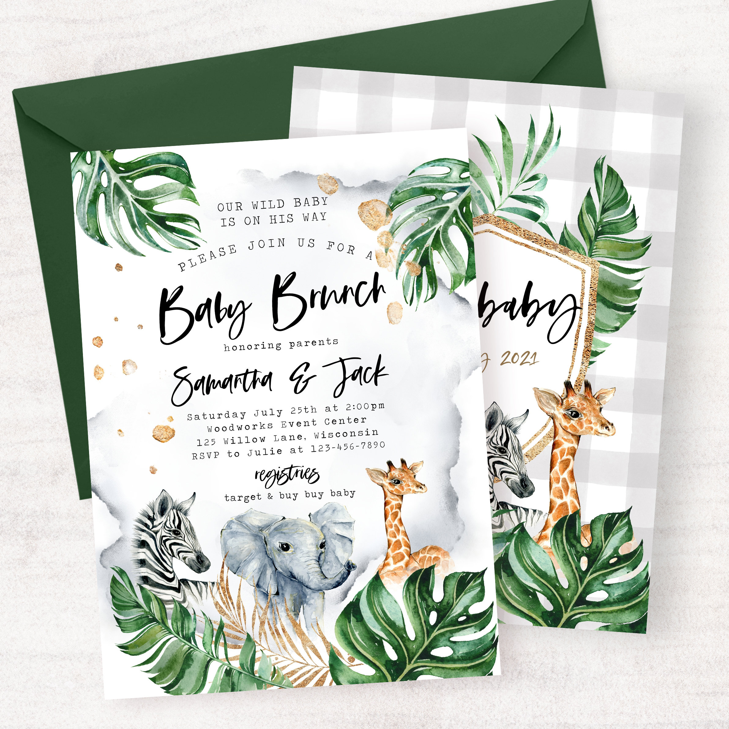 Safari baby shower brunch invitation Tropical safari baby Etsy