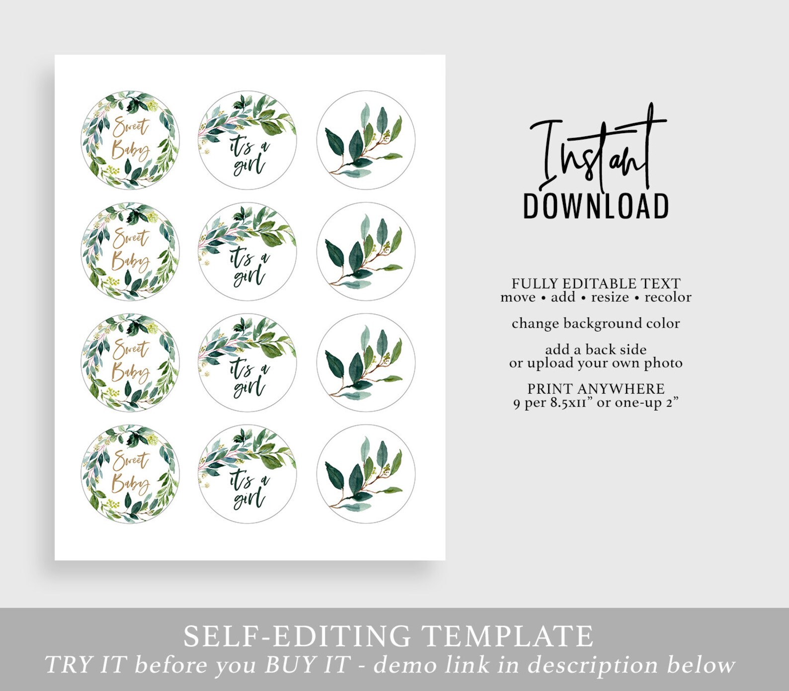 Greenery Baby Shower Cupcake Toppers Rustic Printable Cupcake - Etsy UK