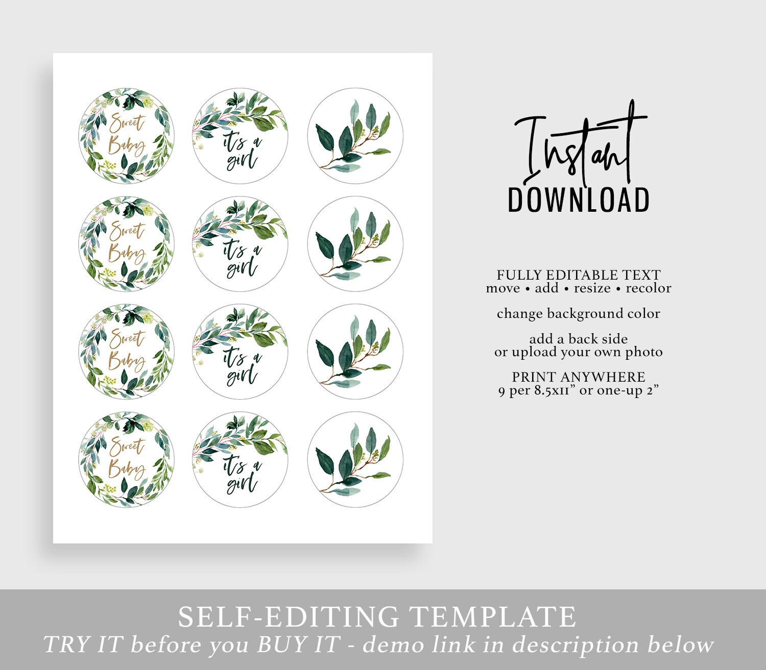 Greenery Baby Shower Cupcake Toppers Rustic Printable Cupcake - Etsy UK