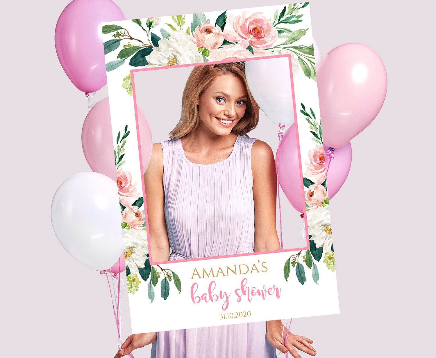 Editable Baby shower photo prop Photo frame for baby shower Etsy