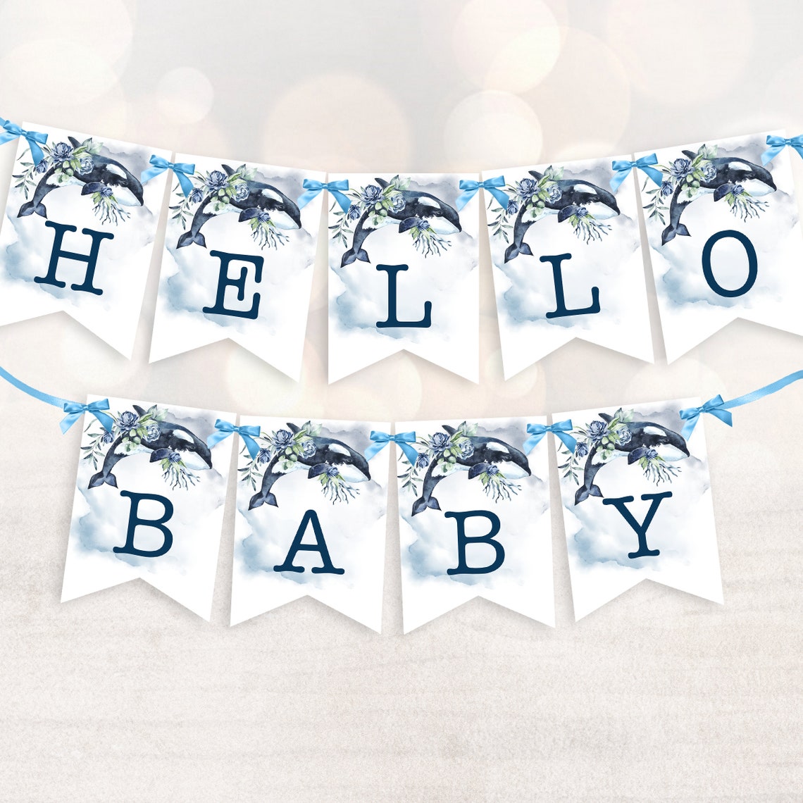 Under the sea baby shower pennant banner Ocean baby shower | Etsy