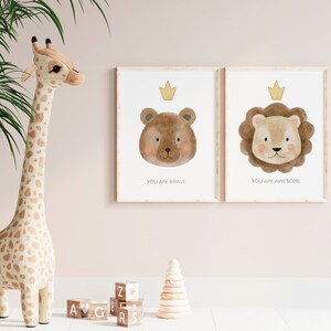 Safari Nursery Wall Prints, Woodland Nursery Prints, Set de 2 Prints, Beige Nursery Prints, Boho Nursery, Nursery Decor, Arte imprimible
