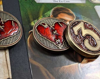 Arkham Metal Health: Wounded Heart Tokens - Unofficial Luxury Tokens Compatible with Arkham Horror LCG