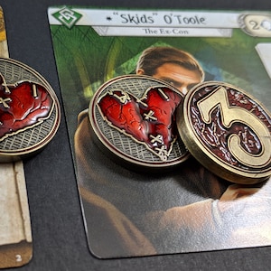 Arkham Metal Health: Wounded Heart Tokens - Unofficial Luxury Tokens Compatible with Arkham Horror LCG